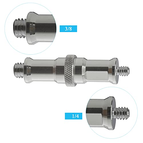Alluneitter 2 Pieces Standard 1/4 to 3/8 inch Metal Male Convertor Threaded Screw Adapter Spigot Stud for Studio Light Stand, Hot Shoe/Cold Shoe Adapter, Ball Head, Wireless Flash Receiver, Trigger - Thumbnail 4