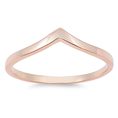 CloseoutWarehouse 925 Sterling Silver Plain V Shape Ring (Comes in Colors)