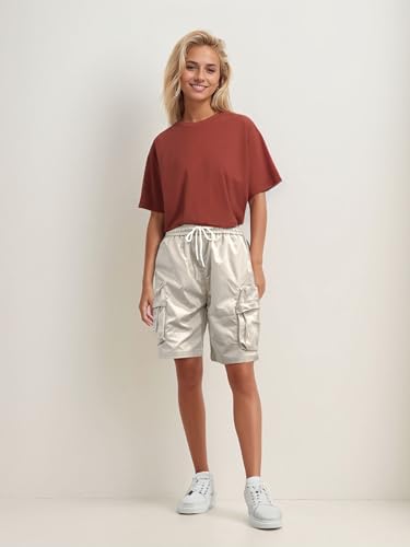 Afwerirc Short cargo feminino de verão com cordão, para atividades casuais ao ar livre, caminhadas,