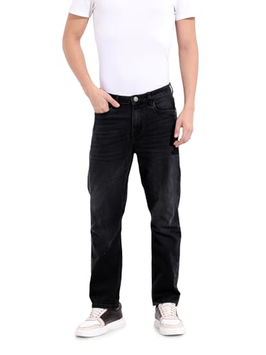 Image of The Indian Garage Co Men Slim Straight Fit Solid Mid-Rise Stretchable Jeans