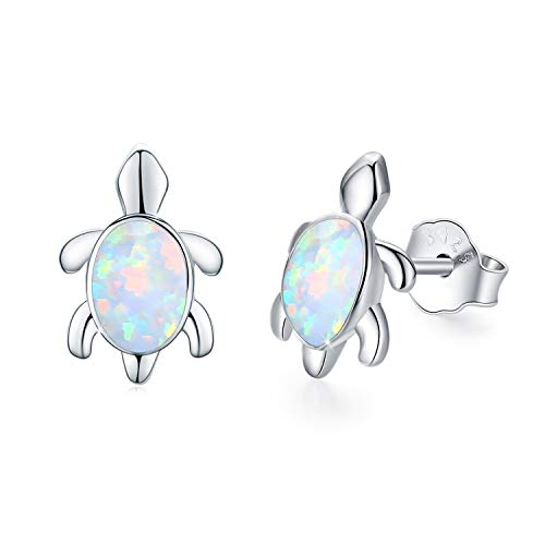 925 Sterling Silver Opal Turtle Earrings for Women - Hypoallergenic Stud Jewelry for Sensitive Ears