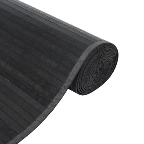 Tapis bambou 70x200 cm rectangulaire naturel gris imperméable et durable