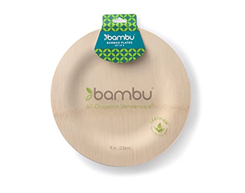 Bambu, Disposable Bamboo Round Plates 9 Inch, Organic, Biodegradable And Eco Friendly Flatware, Veneerware Party, Wedding, And Event Plates, Great For Any Occasion, 100% Natural - 9", Pack Of 8 #TOP1