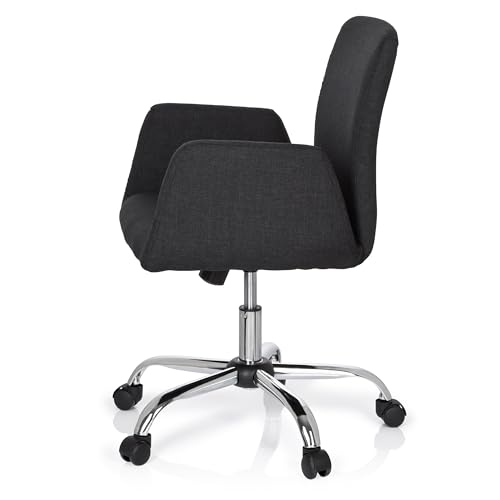 hjh OFFICE 723032 Living Stuhl Flow Stoff Schwarz Bürostuhl Drehsessel gepolstert mit Rollen & Wippfunktion, höhenverstellbar