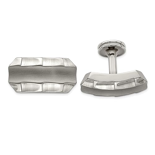 Mancuernillas para hombre de titanio sólido con bordes facetados miniatura 1