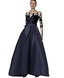 VENNYNG Formal Jumpsuit for Wedding Guest with Overskirt Size 16 Mother of The Bride Pant Suits with Lace Applique Navy