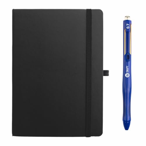 Image of Anupam Fluct A5 Graph Journal + Snapy 0.7mm Gel Pen Combo | 160 Pages | 80 GSM Acid-Free Paper | Lay-Flat Hardcover | Pen Loop | Waterproof Quick-Dry Ink | Writing Kit for Office & Daily Journaling (Black)