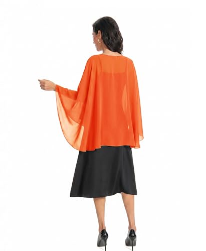 Image of Baoqiya Chiffon Capes Sheer Capelets Long Cape Poncho For Women Plus Size