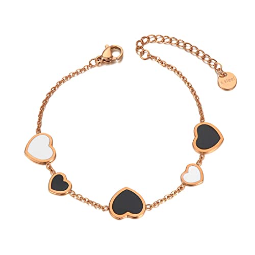 Cadeau bohême bracelet filles avec chaîne lien et pendentif cœur glaçure