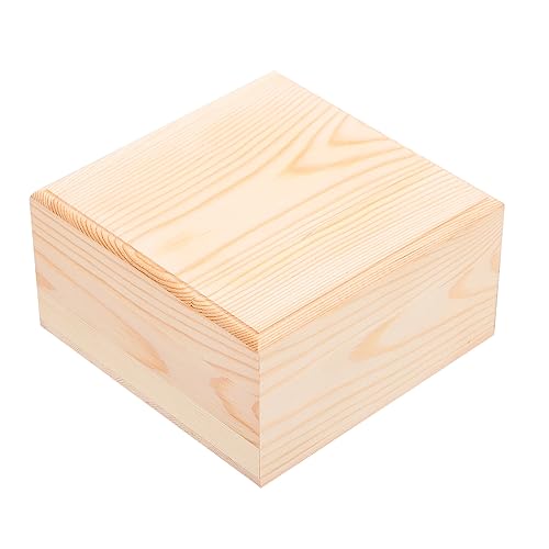 HOLIDYOYO 1 Caja Cuadrada De Madera Para Almacenamiento Organizador Con Tapa Contenedor Decorativo Con Tapa Contenedor Para El Hogar Contenedor Cuadrado Decoración Retro