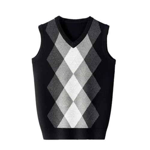 Men's Business Casual Pullover Warm Sleeveless Wool Knitted Sweater Vest Tops
