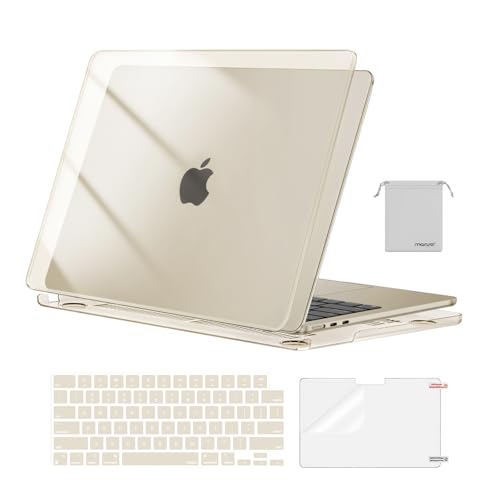 Image of MOSISO Compatible with MacBook Air 13 inch Case M5 2026 M4 2025 M3 M2 2024-2022 A3449 A3240 A3113 A2681,Hard Shell&Keyboard Cover&Screen Film&Pouch for MacBook Air 13.6 inch Case, Crystal Starlight