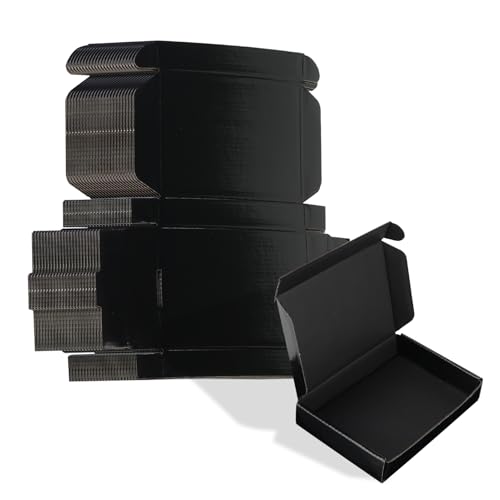 Image of ZBEIVAN 6x4x1 Black Shipping Boxes Set of 50, Corrugated Cardboard Mailer Boxes for Packaging Small Business Mailing Gifts