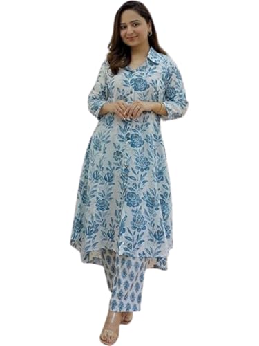 Image of GRECIILOOKS Kurta Sets women stylish | Kurta's Set | Woman Ethnic Co-Ord Set | Women's Straight Printed Kurta with Pant | Festive Indian Traditional Outfit Dress for Functions & Puja | 3 /4 Half Sleeve
