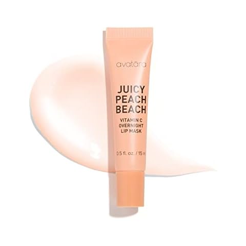 Avatara Juicy Peach Beach Lip Mask, Vitamin C Overnight Lip Mask and Balm for Hydrating and Rejuvenating Delicate Skin on Lips, Soothing Moisturizer for Dry, Cracked Lips (0.5 fl oz) Cover