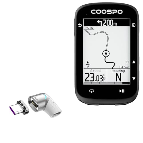 BoxWave Adapter Compatible with Coospo REALROAD CS500 GPS Bike Computer - MagnetoSnap PD Angle Adapter, Magnetic Charging Connector Device Saver - Metallic Silver