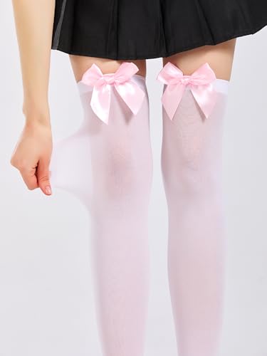 Image of SOUTHRO Thigh High Stockings & Fishnet Tights with Bow, Cute Kawaii Socks | Soft Nylon, Velvet & Satin Bow Styles; Thigh High, Knee High or Footed Tights; for Coquette, Halloween, Cosplay & Date