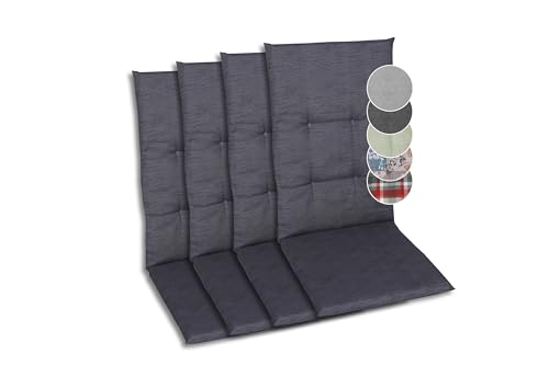 GO-DE Textil Bequeme und attraktive Polsterauflagen für Hochlehner-Gartenstühle (4er-Set Uni anthrazit Hochlehner)