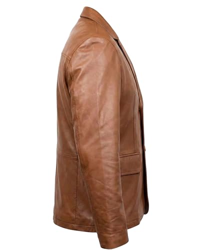 Image of Men's Leather Blazer - Lambskin Leather Blazer Men Genuine Leather Jacket Blazers - Men's Real Leather Sport Coat