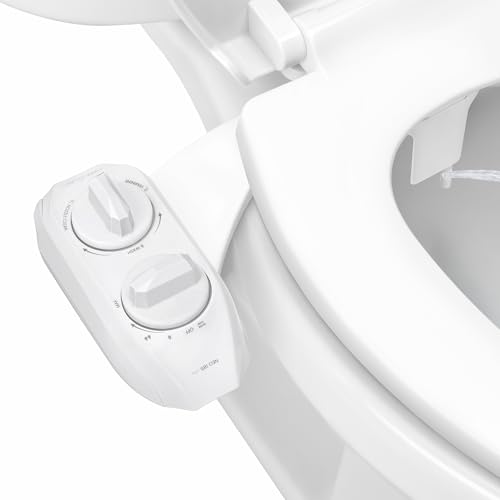 LUXE Bidet NEO 185 Plus - Dual Nozzle, Non-Electric Bidet Attachment for Toilet Seat, Patented Slide-In Install, 360° Self-Clean, EZ-Lift to Clean, Feminine & Rear Wash (White)