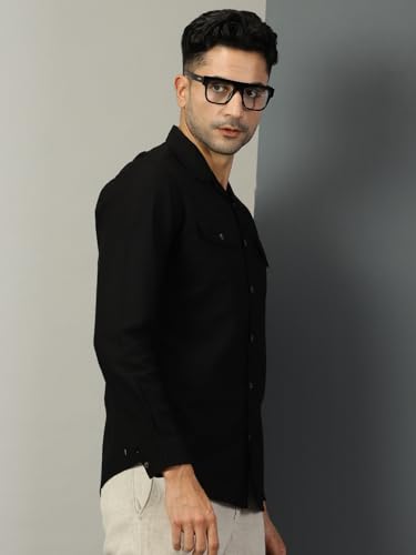 Image of Thomas Scott Men's | Solid | Full Sleeve | Regular Fit | 100% Cotton | Double Flap Pocket | Spread Collar | Casual Shirt