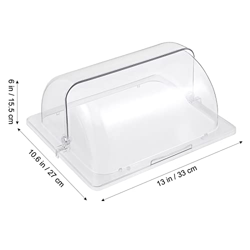 Doitool Chafing Dish Cover Roll Top Bakery Pan Display Cover Plastic Clear Desert Cloche Display Cake Plate Serving Platter Cover For Cake Cupcake Exhibition Case #TOP2
