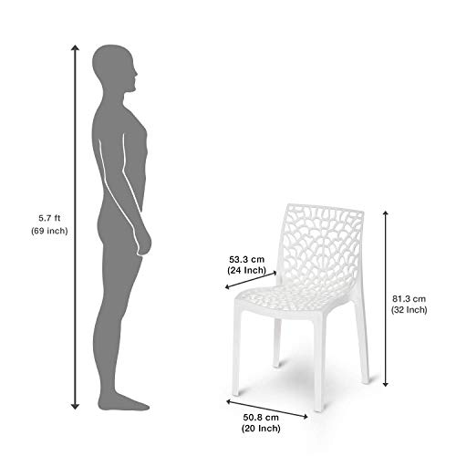 Image of activa Web Designer Plastic Chair for Home, Office and Restaurant and Cafe|Armless Chair for Dining Room| Heavy Duty Outdoor Plastic Chair | Designer Balcony Chair (White, Set of 6)