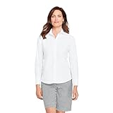 Lands' End Womens LS No Iron Button Front Shirt White Plus 22w