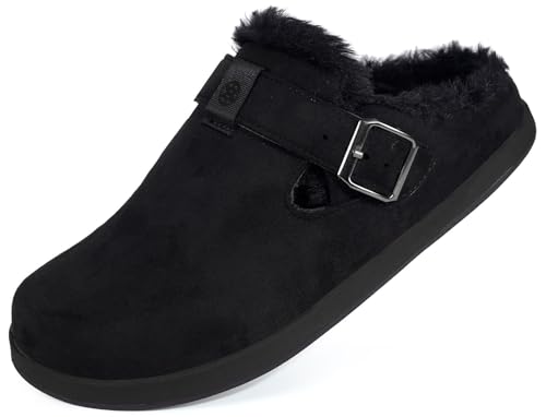 Fur Lined Clogs for Women Men Suede Winter Slippers Arch Support Slip on Mules Potato Shoes with Removable Cushion Footbed Warm Home House Shoes2