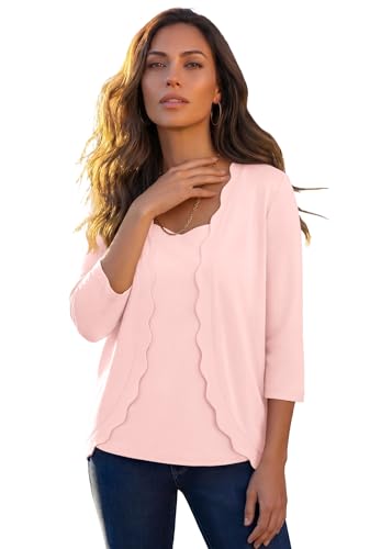 Roaman's Scalloped Cardigan and Tank Set
