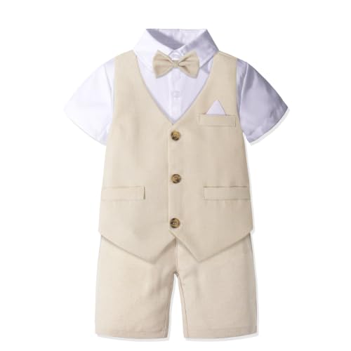 Image of Nwada Boys Suit Toddler Dress Clothes Shirt with Bow Tie, Dress Pants Sets Kids Gentleman Outfit suits
