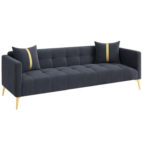 Image of Furny Styling 3 Seater Fabric Sofa Set (Dark Grey) | Soft Velvet Fabric | Modern Design | Comfortable Seating | Living Room Furniture