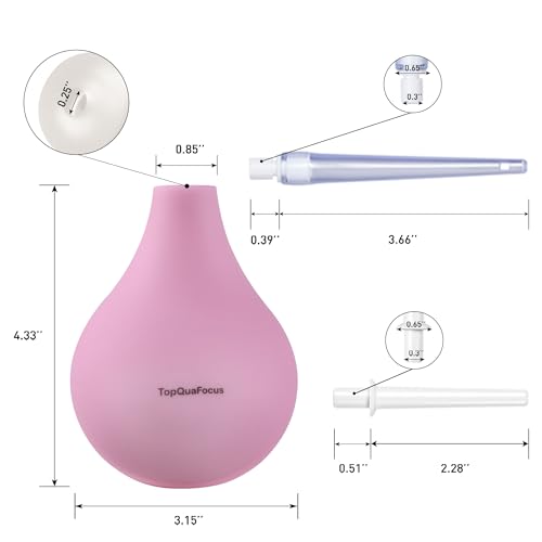 Image of TopQuaFocus 8oz Enema Bulb Kit Anal and Vaginal Douche Bulb for Men Flushing System Enemas Silicone Bulb 4 Replaceable Tips (Pink, 224ml)