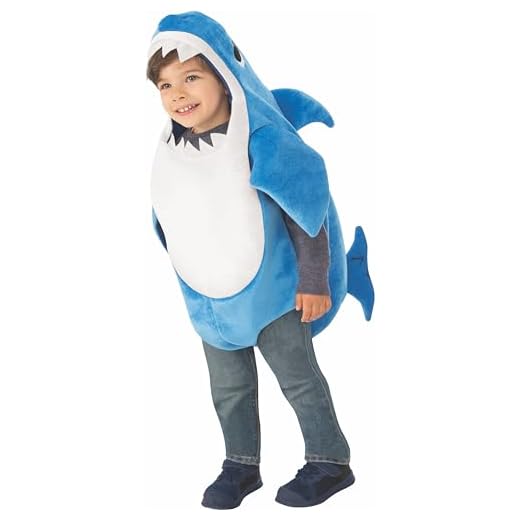 Rubie's Officiell Daddy Shark barnkostym, spelar baby haj tune, spädbarn storlek ålder 6 månader – 1 år