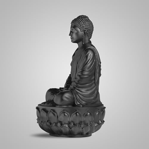 Image of SILAII Gautama Buddha Statue for Home Decor - 1 Feet | Matte Black Buddha Showpiece for Home & Office | Spiritual Buddha Idols for Home Decor