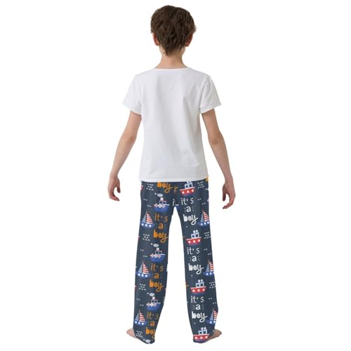 ZZXXB Cruise Ship Boys Long Pants Soft Trousers Elastic Waist Kids Lounge Bottoms with Pockets S-XL3