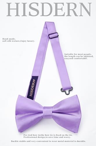 Image of HISDERN Bow Ties for Men Pretied Bowties Classic Formal Business Bow Tie Adjustable Tuxedo Bowtie for Wedding Party
