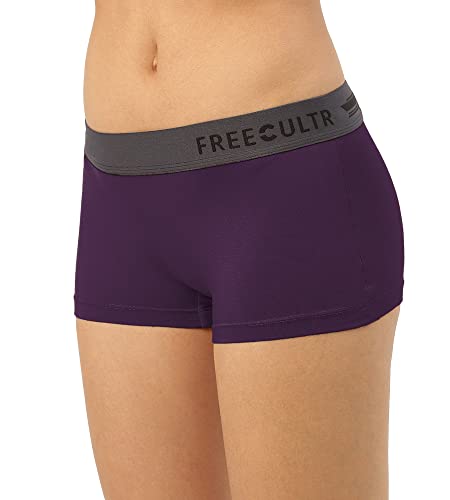 Image of FREECULTR Antibacterial Micro Modal Boy Shorts for Women | Long Panty | Boxer for Girls- Pack of 2 (Bourbon Yellow, Trippy Violet)