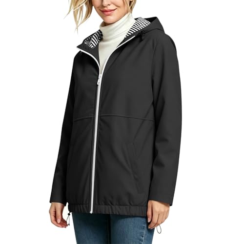 Chaqueta impermeable mujer con capucha cortavientos ligera running 7