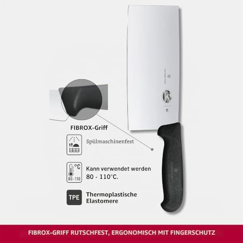 Foto von Victorinox, coltello da chef cinese Fibrox, lama da 18 cm, manico in nylon, rosso