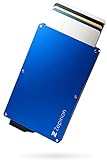[zepirion] クレジットカードケース スキミング防止 磁気防止 スライド式 スリム マネークリップ付き アルミニウム ブルー