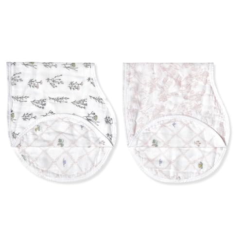 aden + anais™ Burpy Lätzchen, seidig-weich, französische Blumen, französische Blumen, 22,5 x 11 cm, 2 Stück, Französisches Blumenmuster, 22.5 x 11