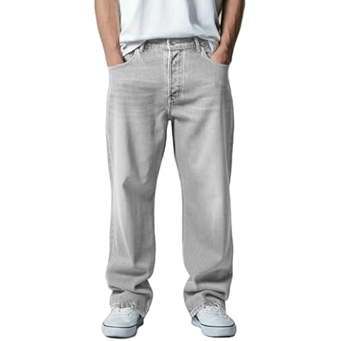 Mersenne Men's Baggy Jeans Loose Fit Denim Pants (US, Numeric, 38, Regular, Regular, M9 Grey) Cover