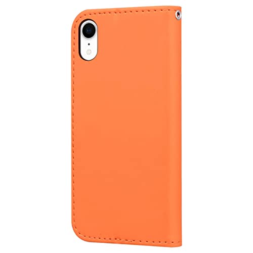 Skyhewen iPhone X/ XS Case, PU Leather Flip Wallet with Kickstand, Magnetic Clasp, Card Holder, Animal Pattern, Orange & Frog - Image 2