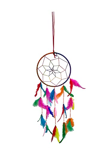 FIKIMOS Dream Catchers Wall Decor, Handmade Feather Bedroom Home Car Decor Nursery Room Hanging Decoration (Big One Multi Ring)