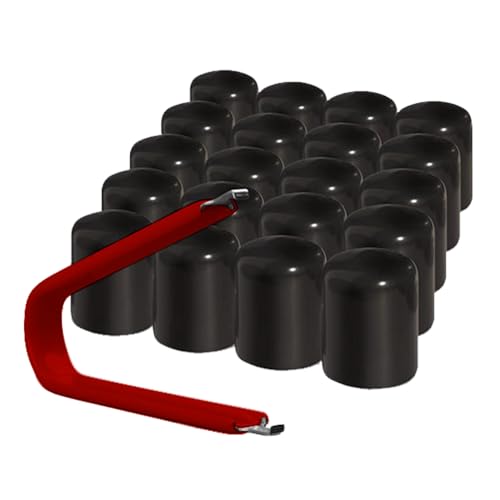 ColorLugs Vinyl Lug Nut Cover | Black | Flexible Fit Wheel Lug Nut Cap | Fits 17 mm | Pack of 25 | Includes Deluxe Extractor | Made in the USA