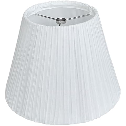 TOOTO STAR 6" Top x 10" Bottom x 7.5" High Small Lamp Shade,White Pleated Bell Shade for Table Lamps, Floor Lamps and Bedside Lamps (Spider Fitter), Handmade of Natural Linen Cover