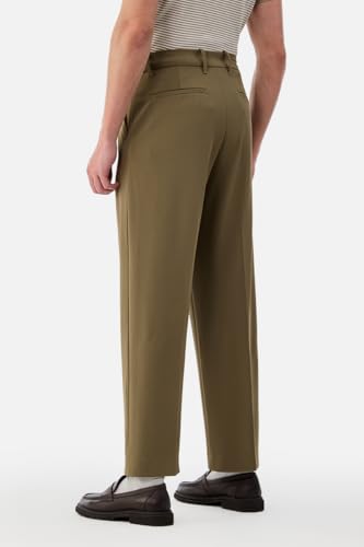 Image of SNITCH Men Trousers Formal Wear | Relaxed Fit Pleated Front Straight Leg Plain Design | Durable Polyester Blend for Office & Business Meetings
