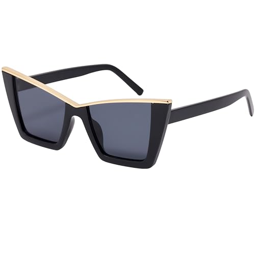 Trendy Retro Womens Oversized Square Cat Eye Sun Glasses UV Protection Vintage Style For Women Sunglasses