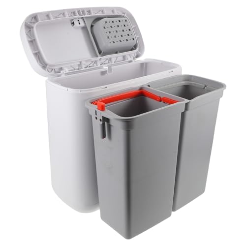 Veemoon Cubo de basura: Cubo de basura de doble compartimento con tapa - de delgado para cocina - Papelera con tapa para sala de estar